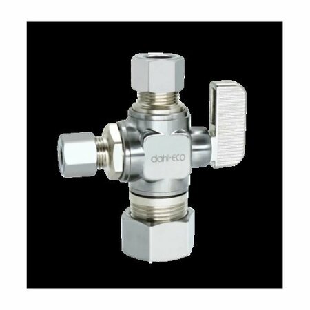 DAHL BROTHERS CANADA Dahl mini-ball Straight Dual Outlet Valve, 5/8 x 3/8 x 1/4 in Connection, Compression, Brass Body 511-33-31-30